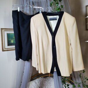 Linda Allard Ellen Tracy Vintage Wool 2 Pc Midi Skirt Suit Set 16 NWT $339